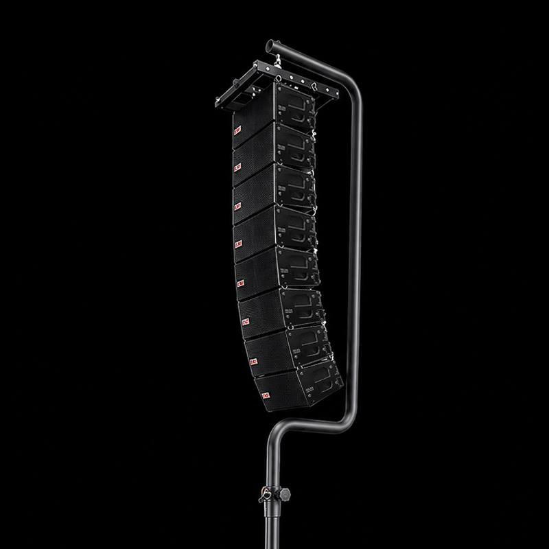 Exxo Professional MLA186 micro line array flown on a pole-mounted bracket